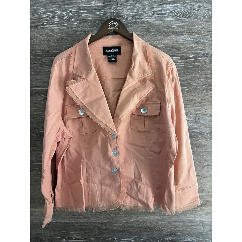 Brandon Thomas size 1X Plus Women’s Orange Peach Blazer Jacket Career Office